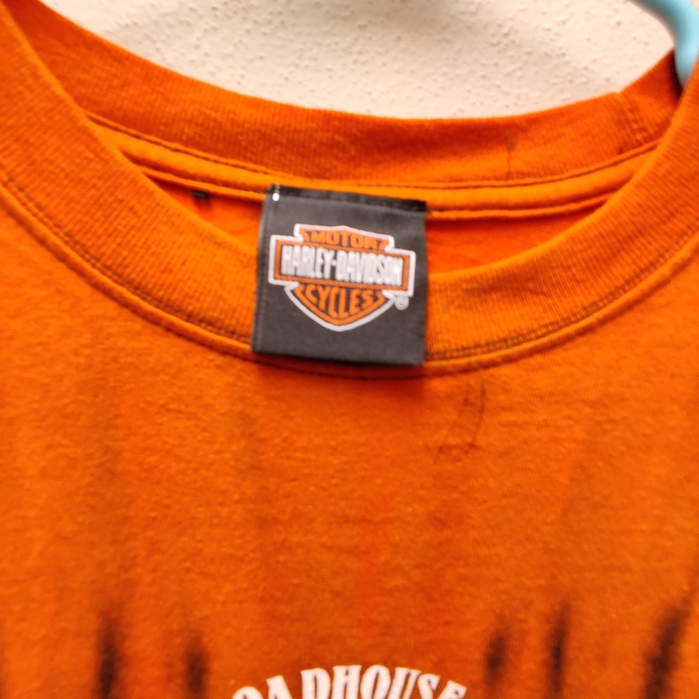 Womens Harley Davidson Orange and Black Long Sleeve Shirt Size M - Picture 3 of 8